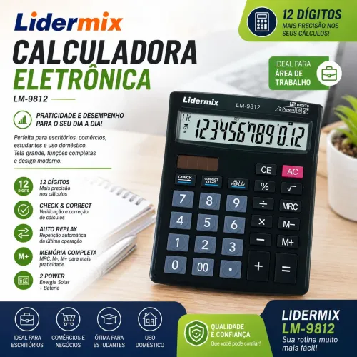 Calculadora Lidermix 12 Digts Lm - 9812
