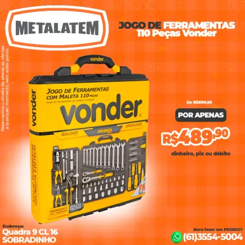 Jogo De Ferramentas 110 Peças Vonder Maleta Organizadora