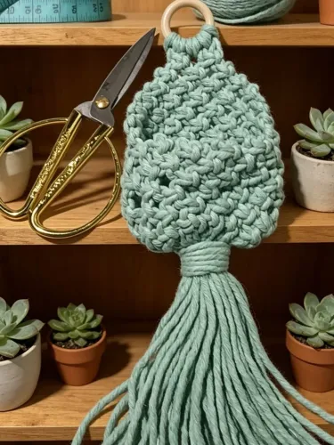 Nicho de planta. É macramê 