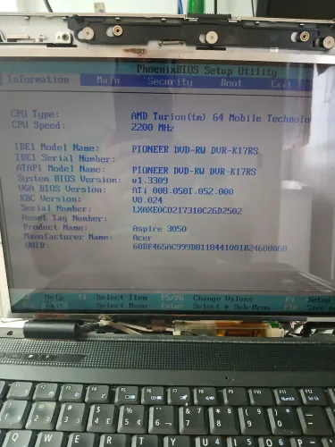 Notebook Acer Aspire 3050 com defeito
