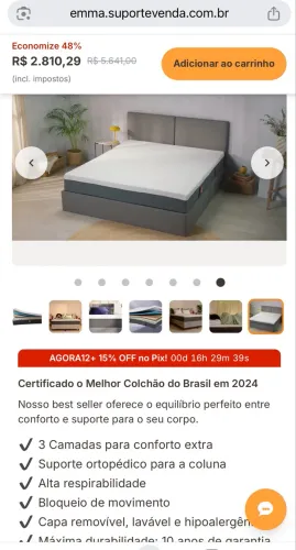 Colchão casal padrão Emma