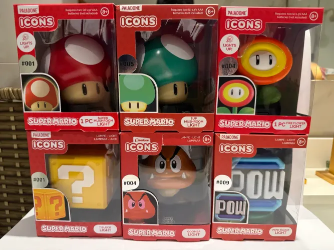 Coleção 6 Luminárias Super Mario Nintendo - Original Paladone