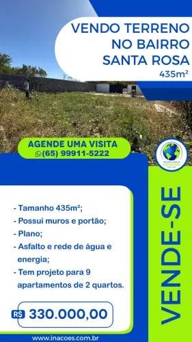 Vendo Terreno no Bairro Santa Rosa em Cuiabá/MT