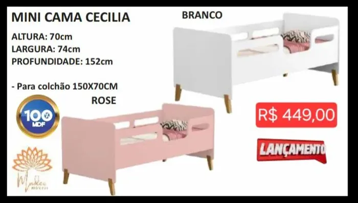 Mini cama Cecília (leia a descrição)