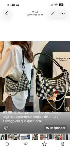 Bolsa tipo baguette (nova) com alça dupla
