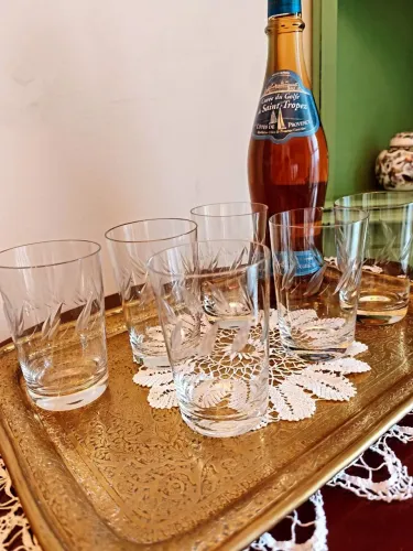 Conjunto de 6 copos em cristal lapidado
