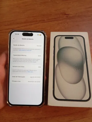 iPhone 15 na garantia, bateria 92% zerado, todo original