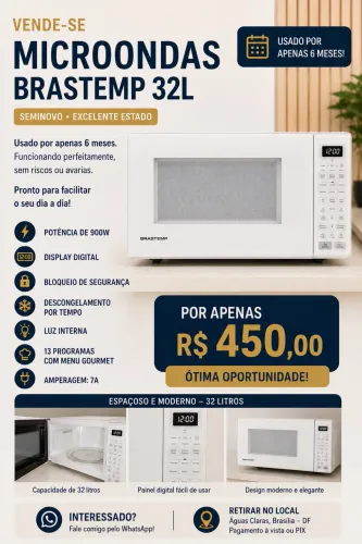 Microondas Brastemp 32L seminovo 