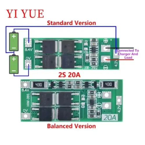 bms Placa De Proteção De Bateria De Lítio 2s 20a 7,4v 8,4v 18650