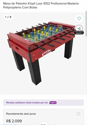 Mesa de pebolim *Sem uso*