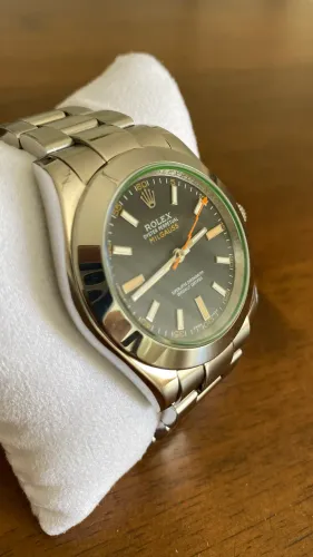 Rolex Milgauss aço inoxidável mostrador preto
