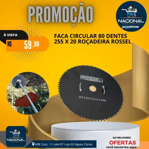 Faca Circular 80 Dentes 255mm p/ Roçadeira - Corte Limpo e Preciso