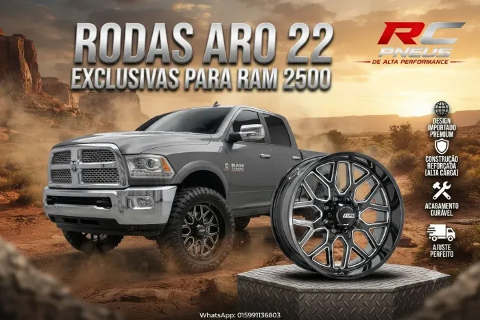 Jogo de rodas aro 22 Presenza Wheels para Ram 2500 3500