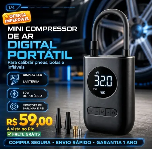 Mini Compressor de ar Digital