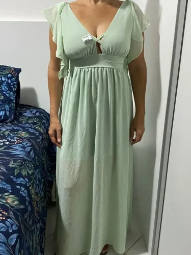 Vestido longo festa verde claro