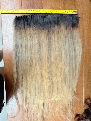 Cabelo brasileiro do Sul, 220g 54cm, loiro com raiz escura