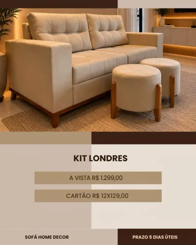 SOFÁ E 2 PUFFS EM PROMOÇÃO 1.299$