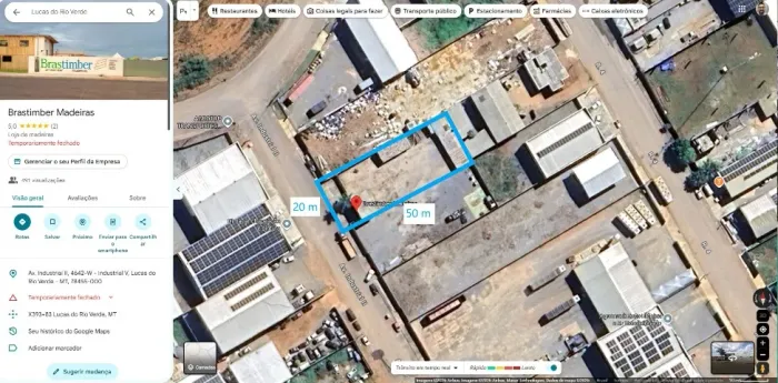 Comércio de materiais de construção ou madeira, Terreno 1000 m² com escritório e barracão.