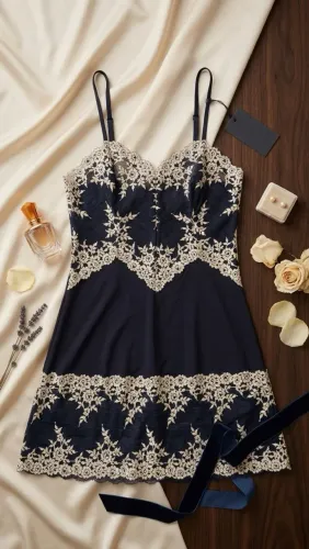 Camisola LOUNGERIE Curta Renda Embrace Lace Wacoal Azul Marinho