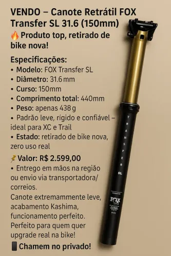 Canote Retrátil FOX Transfer SL 31.6 (150mm)