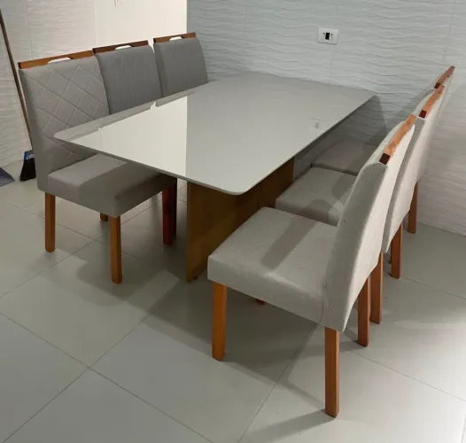 Mesa com Vidro 6 Cadeiras NOVO ENTREGA HOJE