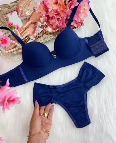 Conjunto de Lingerie Reforçado Azul Marinho