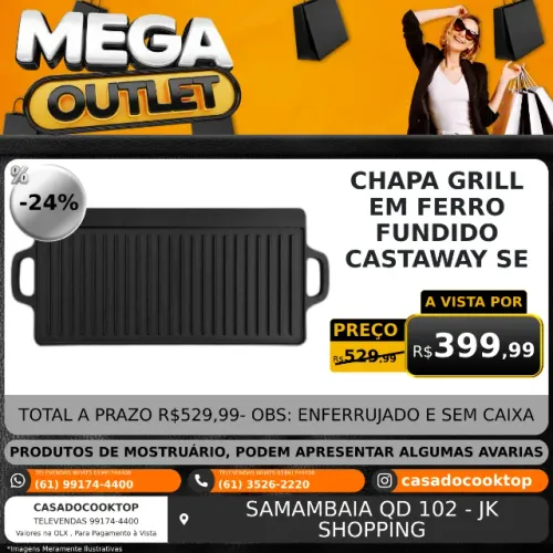CHAPA GRILL EM FERRO FUNDIDO CASTAWAY OSTER- 130016.01 99497