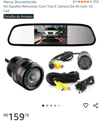 Kit Espelho Retrovisor Com Tela E Câmera De Ré Universal 