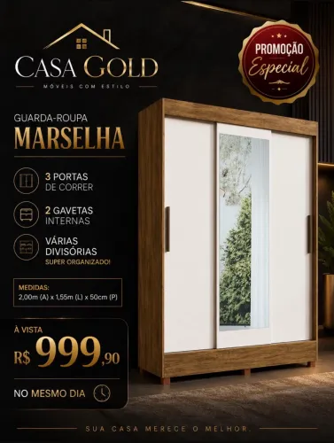 Guarda roupas com portas de correr e espelho
