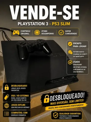PS3 SLIM DESBLOQUEADO(HEN) PRONTO PRA JOGAR 500 $