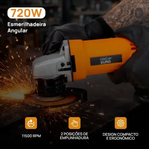 Esmerilhadeira Angular Profissional Pró Euro 720w 220v + Brinde 2 discos de corte Garantia