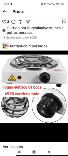 Fogão elétrico 1 boca 