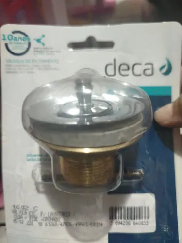 Válvula de escoamento para lavatório em metal com tampa cromada Deca - Nova