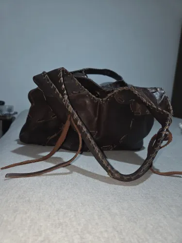 Bolsa de Ombro Couro Animal Legítimo - Clássica/Vintage - Pouco Uso