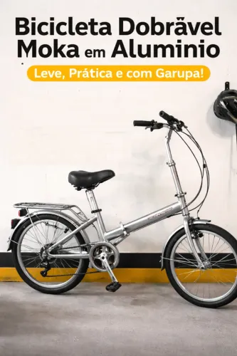 BICICLETA DOBRÁVEL MOKA EM ALUMÍNIO - LEVE, PRÁTICA E COM GARUPA