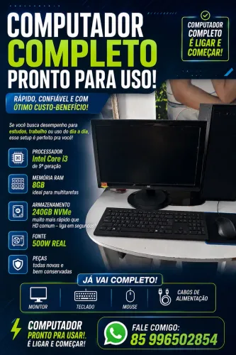 Computador Desktop i3 9ª geração 8gb 240gb NVME Fonte 500w (peças novas)