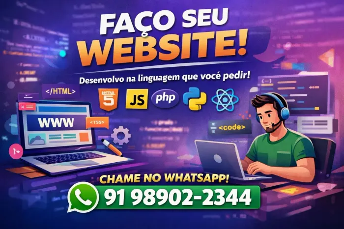 Faço seu website em qualquer linguagem de programação.
