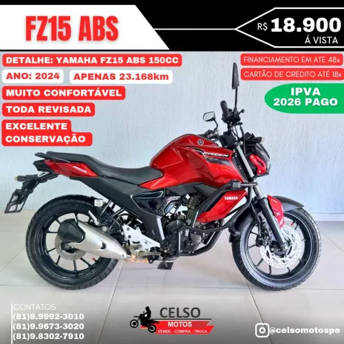 FZ15 2024 ABS c/23.000km Financio48x aceito sua moto na troca