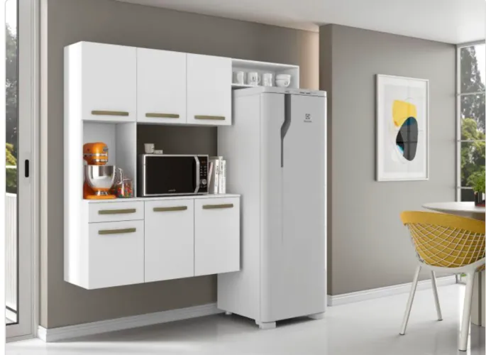 Cozinha Compacta Vivare 6 Portas Branca com Balcão
