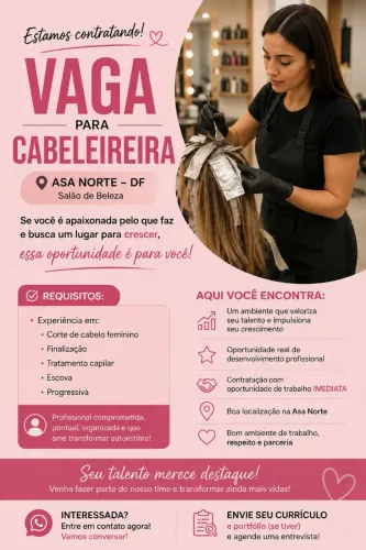 OPORTUNIDADE DE TRABALHO - SALÃO DE BELEZA