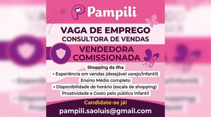 Vaga de emprego consultora de vendas