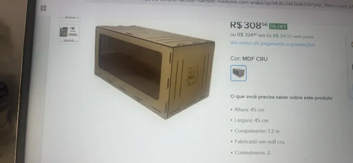 Terrario Gaiola hamster 1,20 x 45 