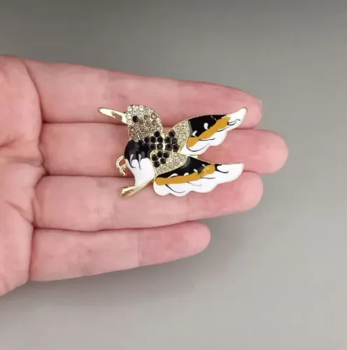 Broche de Pássaro Colibri Preto (novo)