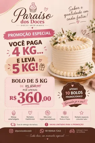 Comprei 4kg de bolo, leve 5kg