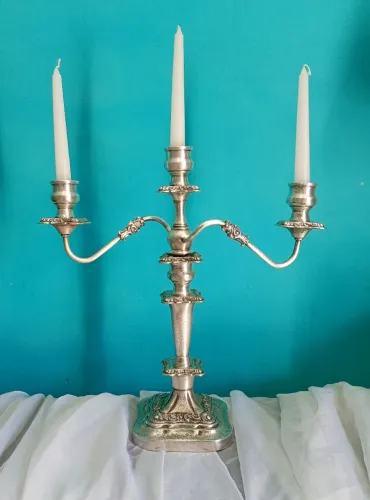 Candelabro Inglês Antigo Old English Plate - 3 Lumes