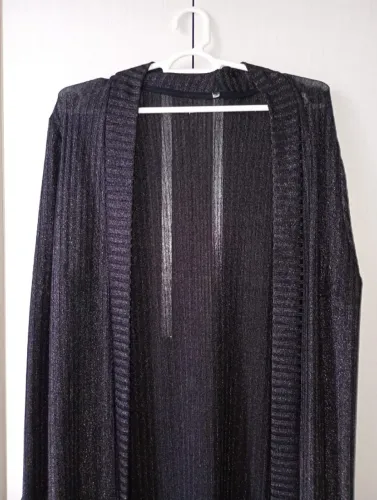 Cardigan Longo Preto com Brilho P/M - Nunca Usado