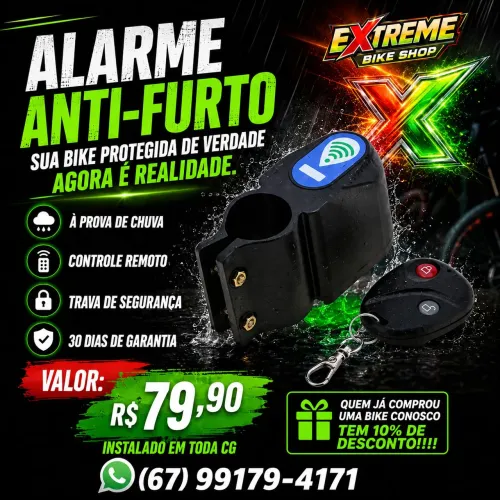 Alarme anti-furto bicicleta com controle remoto