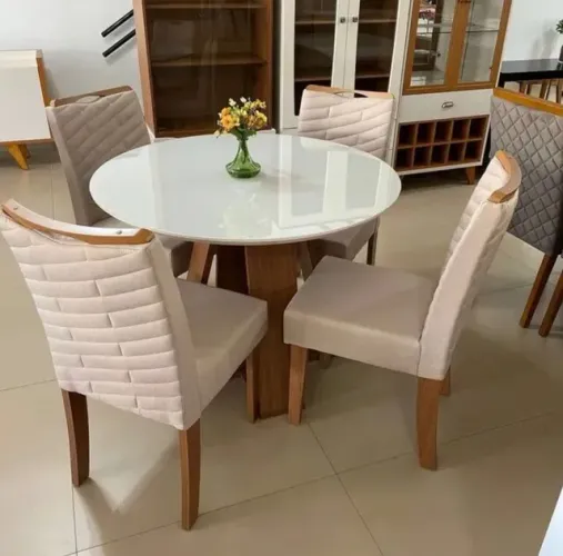 Mesa de jantar redonda 4 lugares com a cadeiras Lisboa 