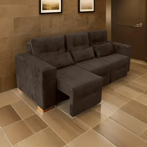 Sofá Retrátil 03 Assentos Luna - Espaçoso e Confortável