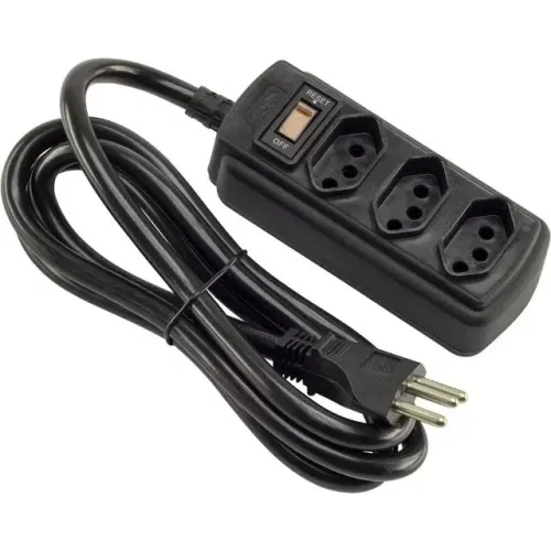 Filtro de linha, 3 tomadas, 1,5m, 20A, Bivolt, Preto